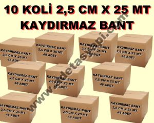 10 KOLİ 2,5 CM (25mm) x 25 METRE KAYDIRMAZ BANT